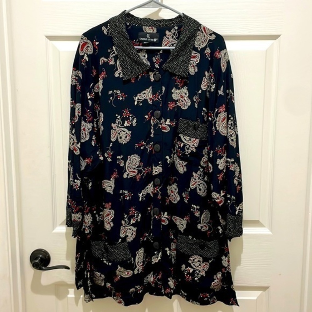 Vintage Carole Little II Black Button Down Long Sleeve Blouse